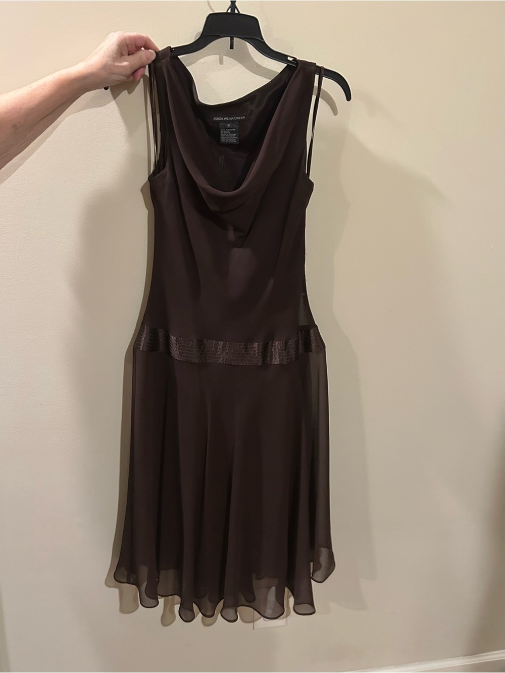 Jones Wear Brown Sleeveless Cowl Neck Midi Dress